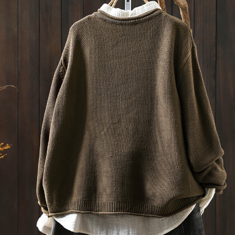 Gilet cardigan en coton à manches longues pour femme, orné de boutons floraux et de Buddha Stones - image 4