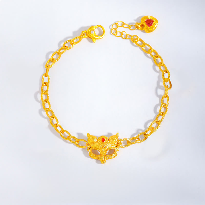 Bracelet en cuivre avec pendentif cœur et breloque renard en Buddha Stones, chaîne de richesse - image 1