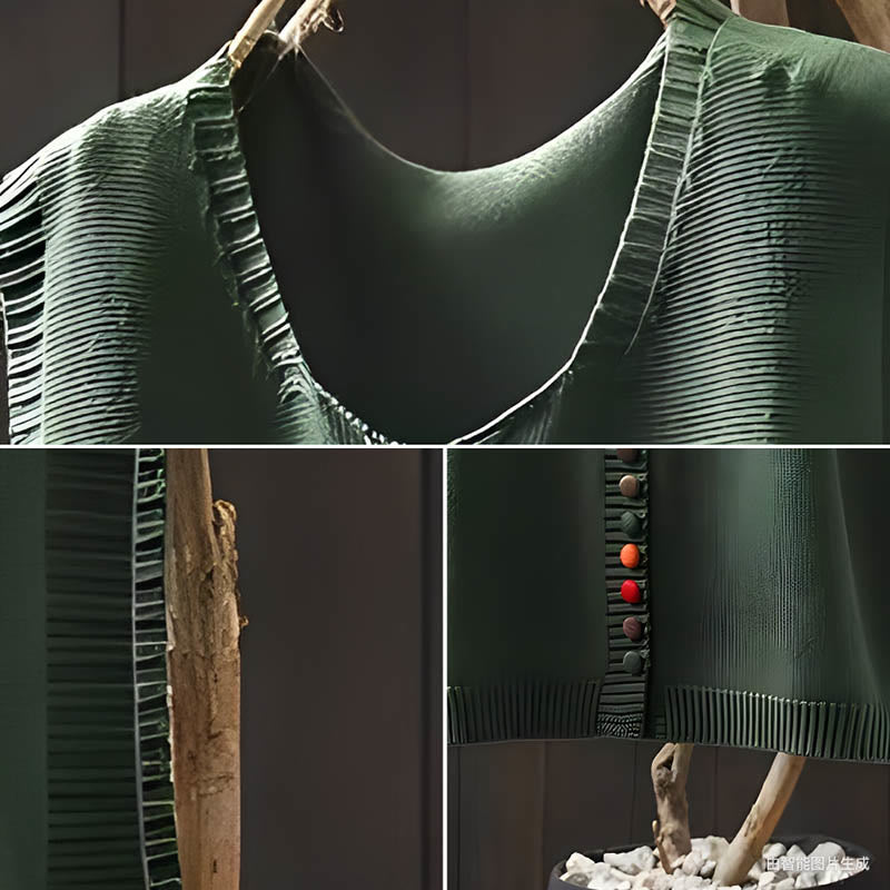 Gilet sans manches en coton tricoté pour femme avec boutons colorés et Buddha Stones - image 8