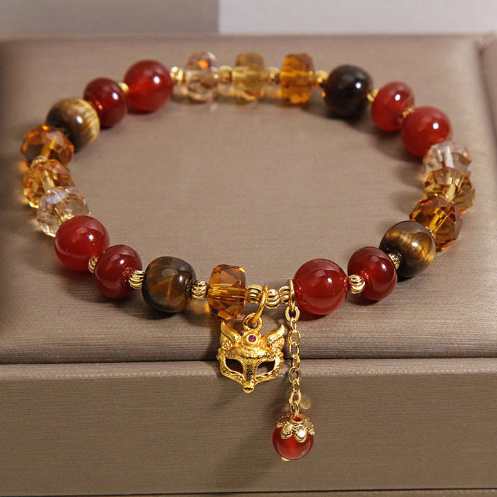 Bracelet de perles apaisant en agate rouge, œil de tigre et breloque renard Buddha Stones, orné de pierres de Bouddha et de perles. - image 4