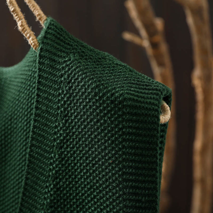 Gilet sans manches en coton tricoté pour femme, orné de Buddha Stones, de lapins et de boutons brodés. - image 8