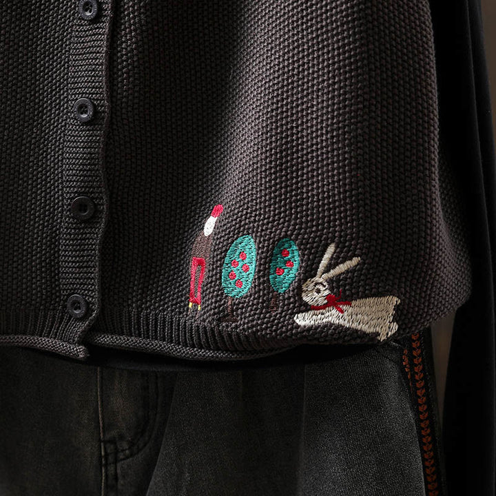 Gilet sans manches en coton tricoté pour femme, orné de Buddha Stones, de lapins et de boutons brodés. - image 20