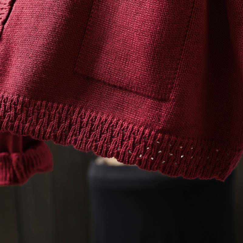 Gilet cardigan en coton à manches longues pour femme, orné de boutons en dentelle et de Buddha Stones , avec poches - image 9