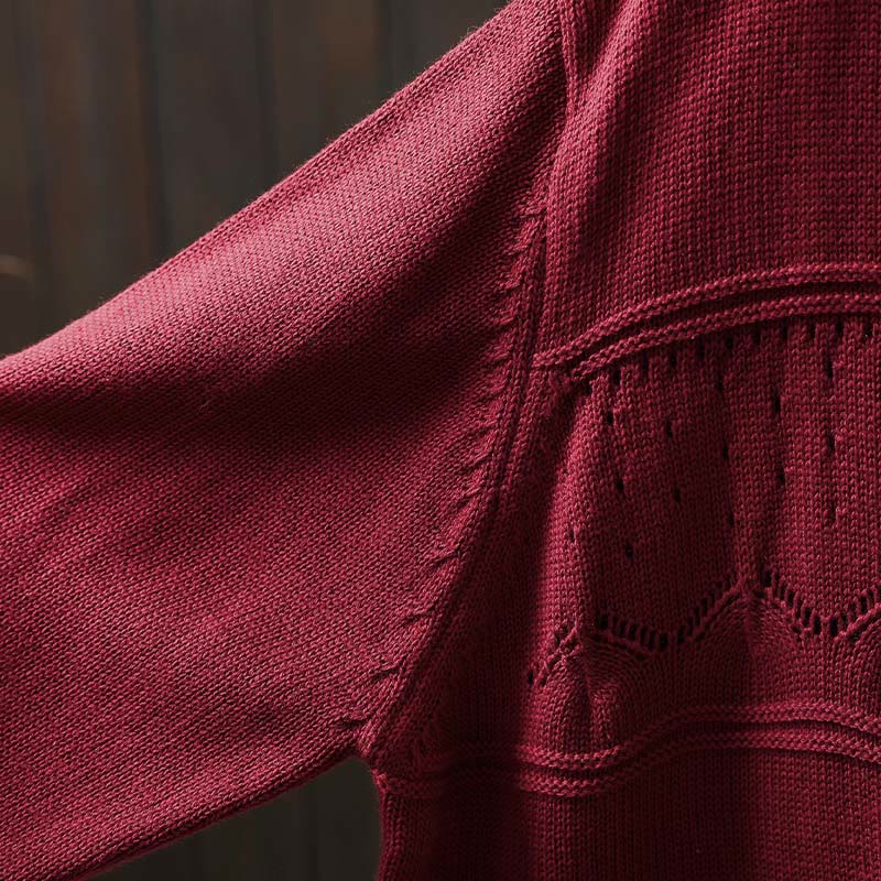 Gilet cardigan en coton à manches longues pour femme, orné de boutons en dentelle et de Buddha Stones , avec poches - image 11