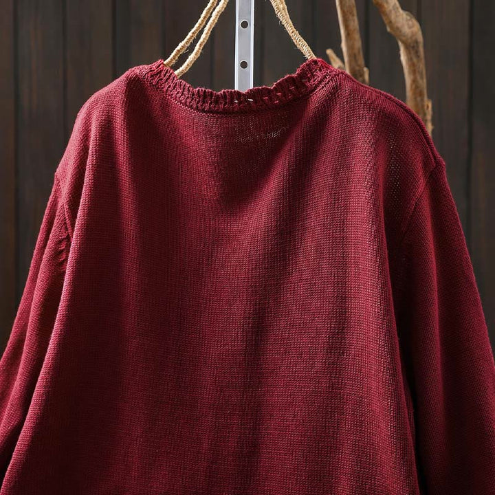 Gilet cardigan en coton à manches longues pour femme, orné de boutons en dentelle et de Buddha Stones , avec poches - image 4