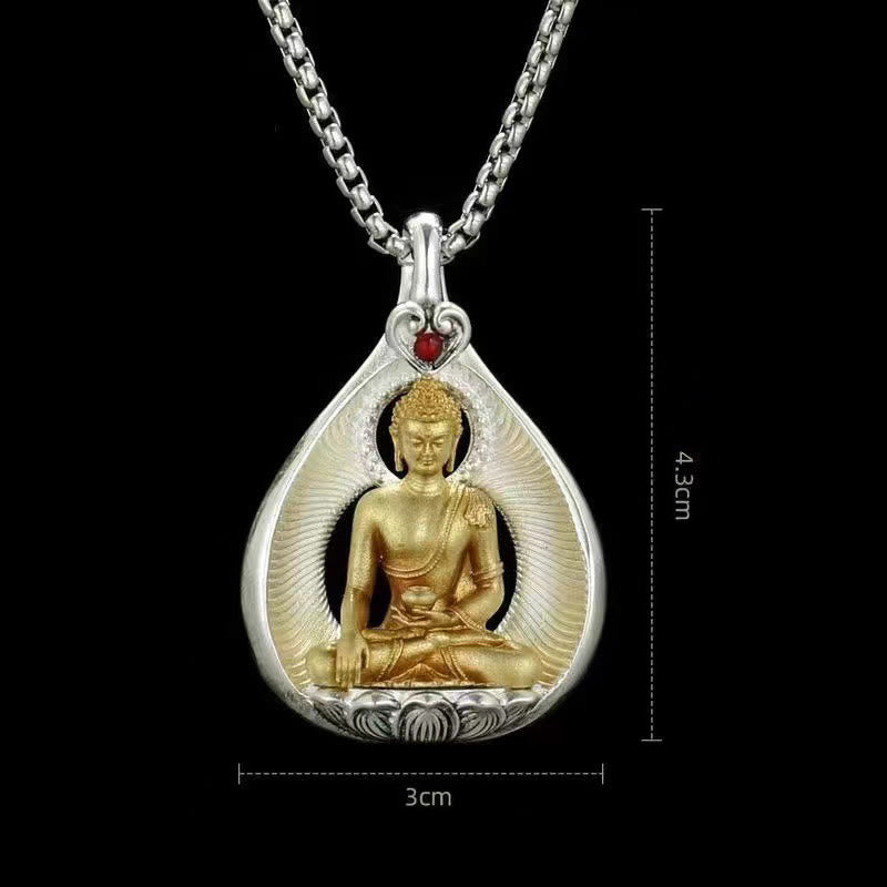 Collier pendentif porte-bonheur en argent plaqué cuivre , Buddha Stones de Bouddha - Bouddha Shakyamuni - image 0
