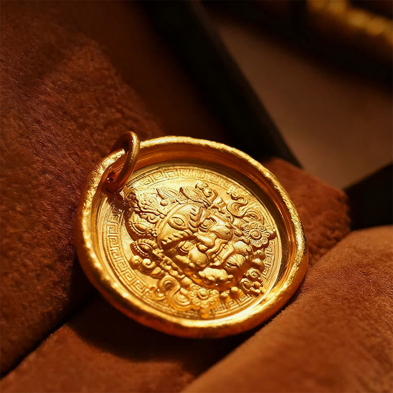 Collier pendentif en cuivre Jambhala jaune avec Buddha Stones, symbole de richesse et de prospérité - image 4