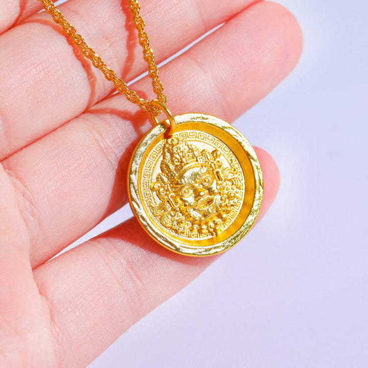 Collier pendentif en cuivre Jambhala jaune avec Buddha Stones, symbole de richesse et de prospérité - Jambhala jaune - image 1