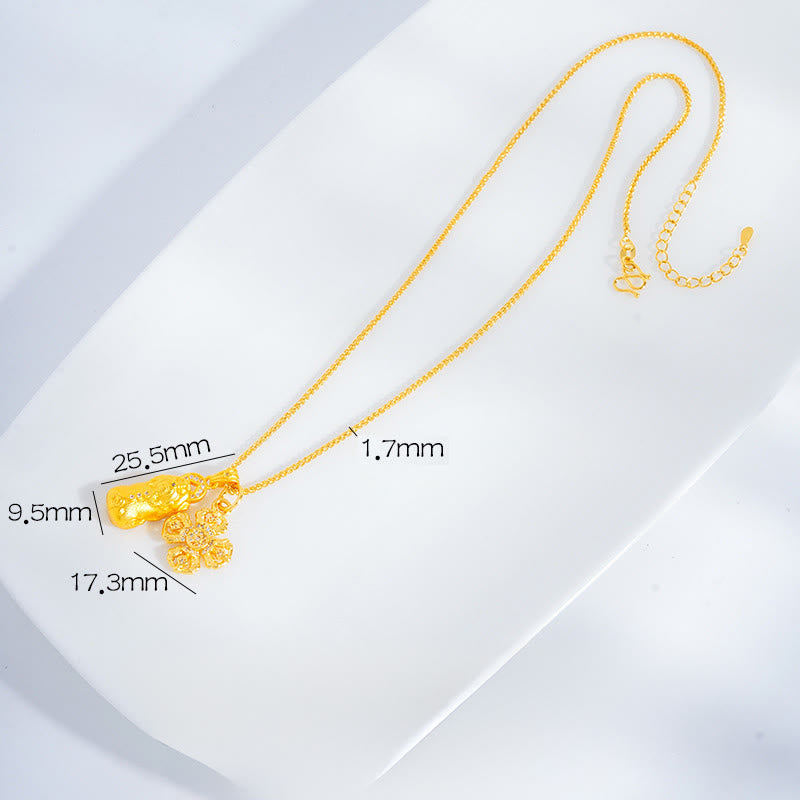 Collier pendentif croix Pixiu Dorje Vajra en laiton plaqué or 24 carats Buddha Stones - Pixiu&Vajra - image 1