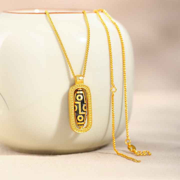 Collier pendentif en cuivre avec perles Dzi à neuf yeux et motif de bonne augure en Buddha Stones - image 2