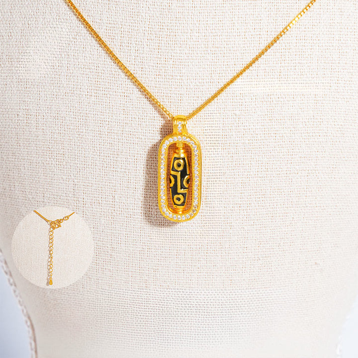 Collier pendentif en cuivre avec perles Dzi à neuf yeux et motif de bonne augure en Buddha Stones - image 1