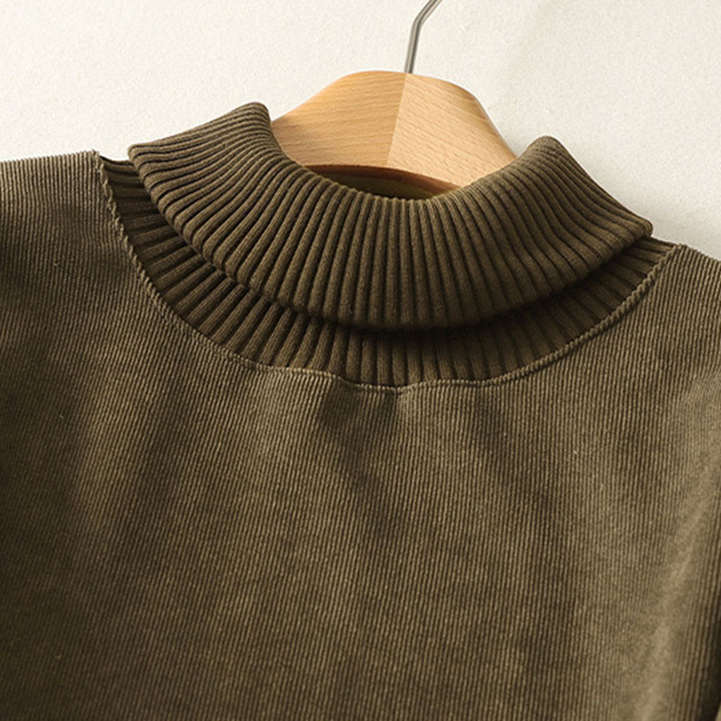 Robe midi d'hiver à col montant et manches longues en coton chaud pour femme, avec poches , Buddha Stones - image 17