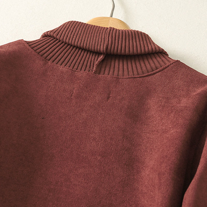 Robe midi d'hiver à col montant et manches longues en coton chaud pour femme, avec poches , Buddha Stones - image 9