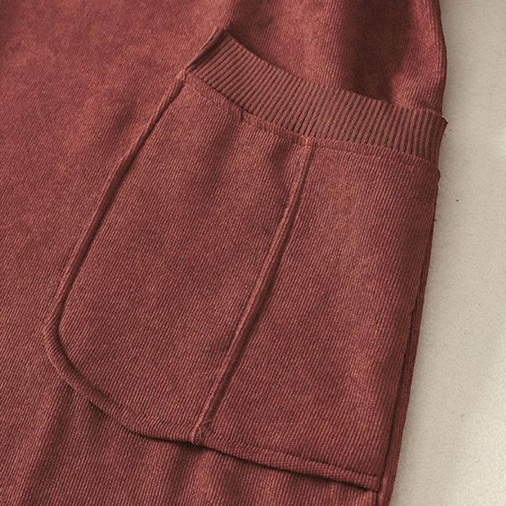 Robe midi d'hiver à col montant et manches longues en coton chaud pour femme, avec poches , Buddha Stones - image 10