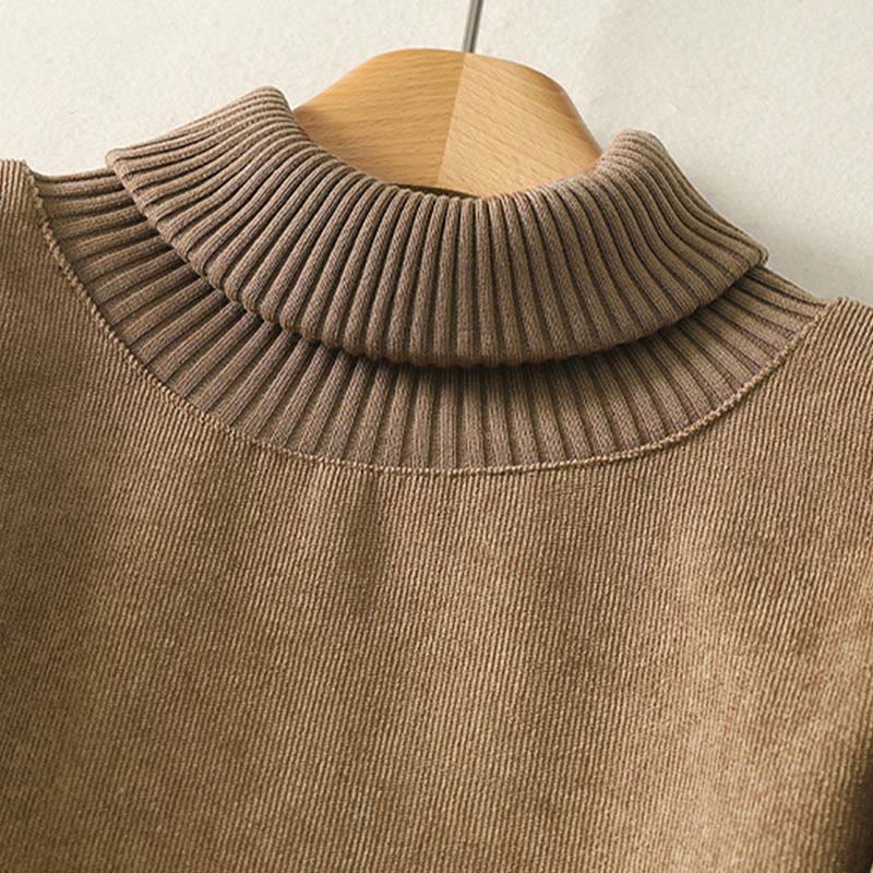 Robe midi d'hiver à col montant et manches longues en coton chaud pour femme, avec poches , Buddha Stones - image 2