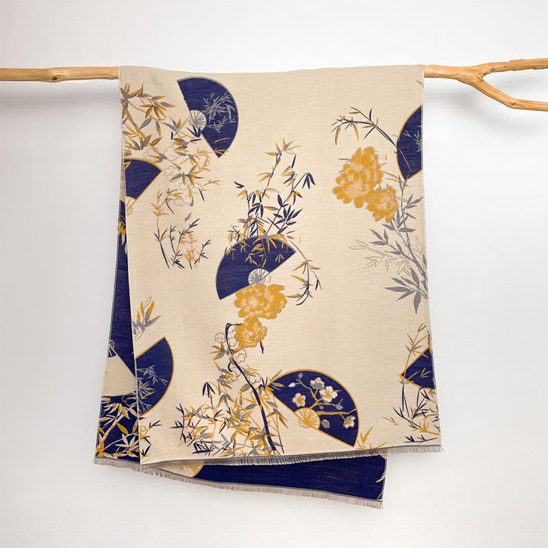 Écharpe-châle douillette en bambou à motif de pivoines et de pierres de Buddha Stones - image 1