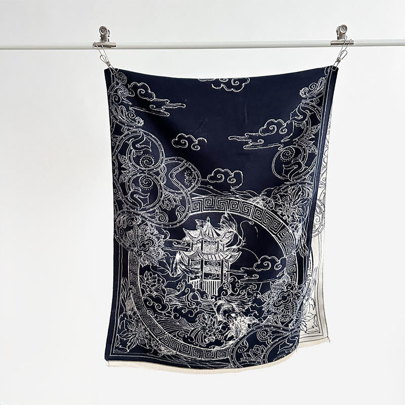 Écharpe-châle douillette à motif de Buddha Stones koi, de fleurs et de vagues - image 12