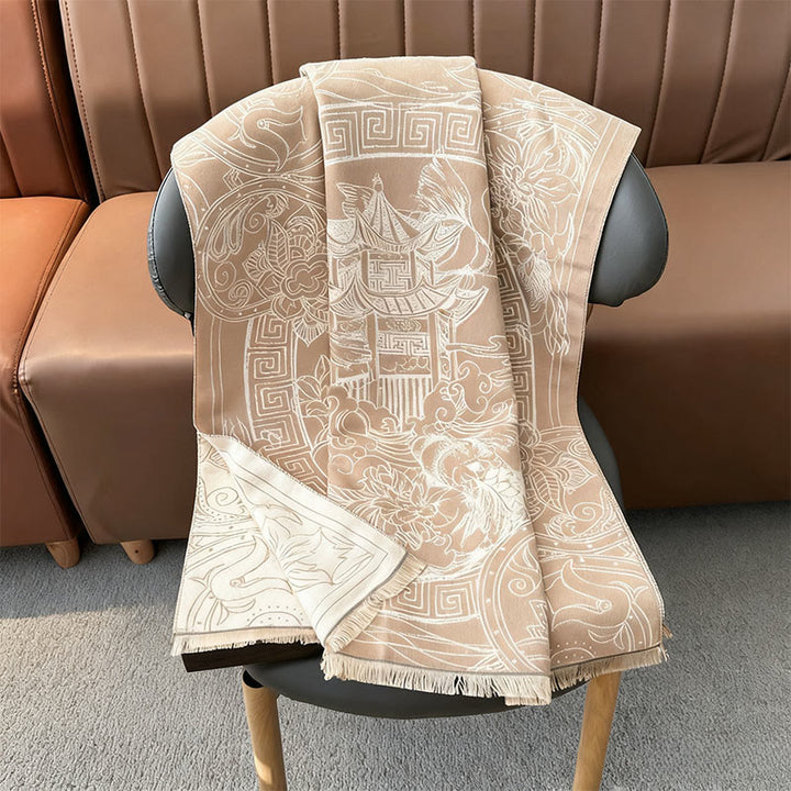 Écharpe-châle douillette à motif de Buddha Stones koi, de fleurs et de vagues - image 15