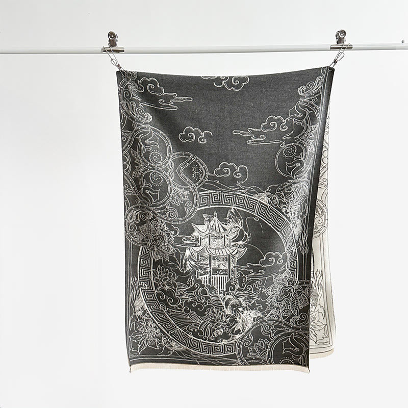 Écharpe-châle douillette à motif de Buddha Stones koi, de fleurs et de vagues - image 3