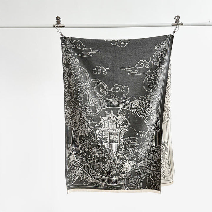 Écharpe-châle douillette à motif de Buddha Stones koi, de fleurs et de vagues - image 3