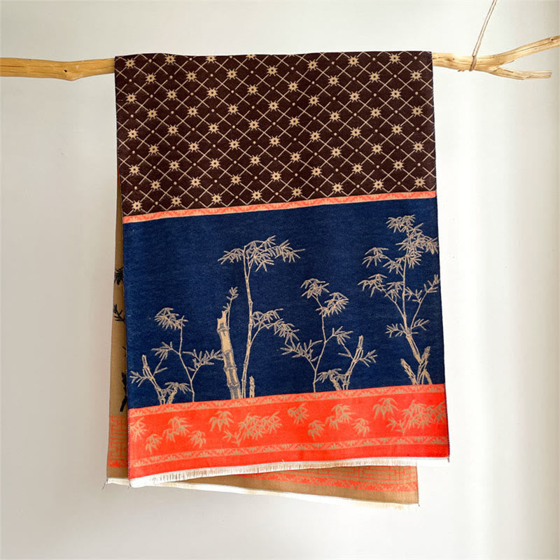 Écharpe-châle douillette à motif de petits oiseaux et de feuilles de bambou en forme de Buddha Stones - image 5