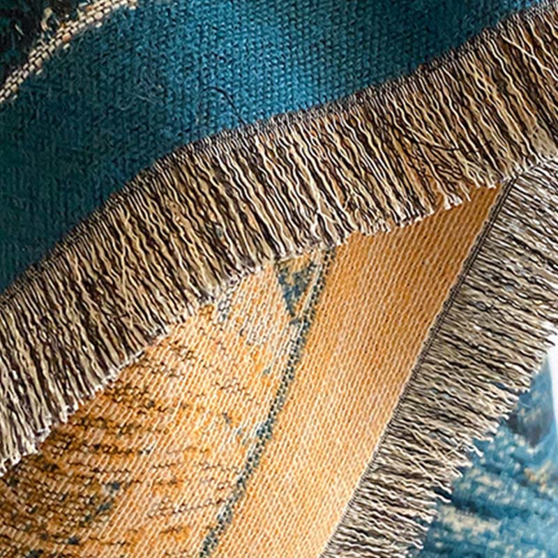 Écharpe-châle douillette à motif de Buddha Stones , dégradé de couleurs hivernales, collines chaudes et arbres - image 6