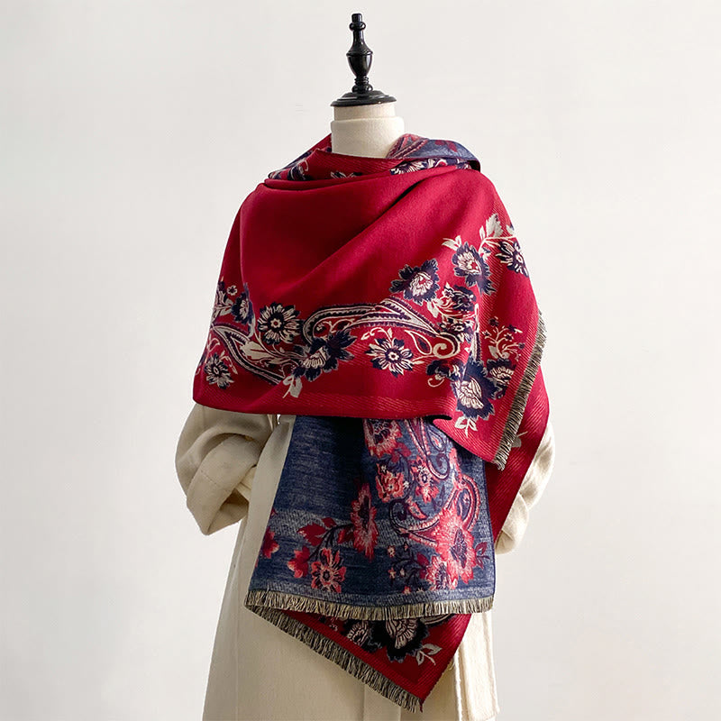 Écharpe-châle chaude et confortable à motif de vignes de fleurs de cajou et de Buddha Stones - image 5