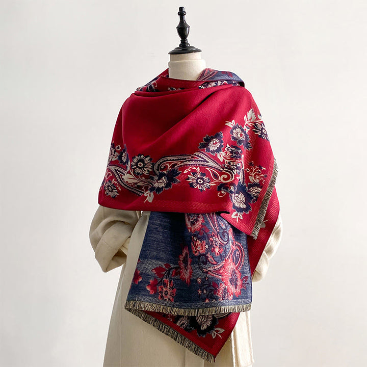 Écharpe-châle chaude et confortable à motif de vignes de fleurs de cajou et de Buddha Stones - image 5
