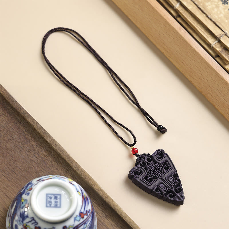 Buddha Stones, Masque de Renard, Papillon, Taotie, Boucle de Paix, Collier Pendentif Fortune - Triangle inversé - image 14