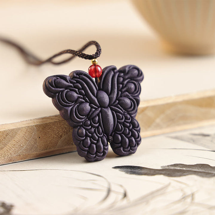 Buddha Stones, Masque de Renard, Papillon, Taotie, Boucle de Paix, Collier Pendentif Fortune - Papillon en relief - image 8