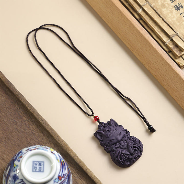 Buddha Stones, Masque de Renard, Papillon, Taotie, Boucle de Paix, Collier Pendentif Fortune - Renard - image 12