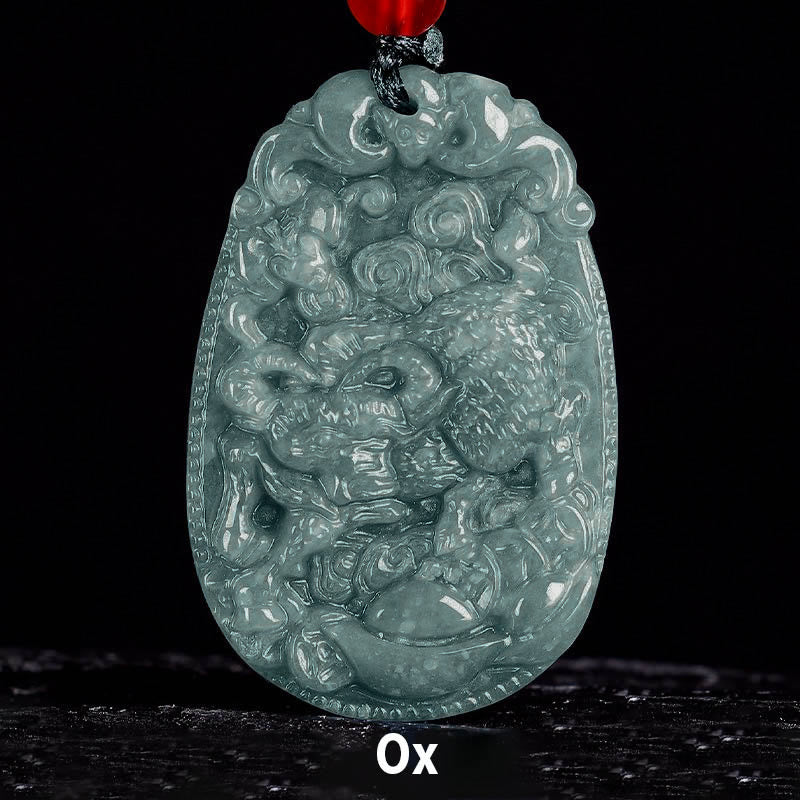 Collier pendentif en corde porte-bonheur en jade avec Buddha Stones et signe du zodiaque chinois, année du cheval - Bœuf - image 11