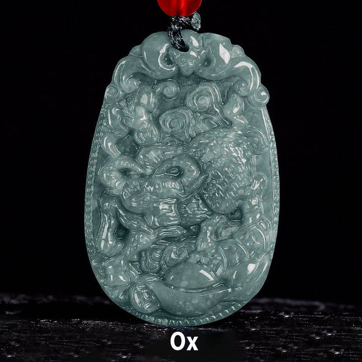 Collier pendentif en corde porte-bonheur en jade avec Buddha Stones et signe du zodiaque chinois, année du cheval - Bœuf - image 11