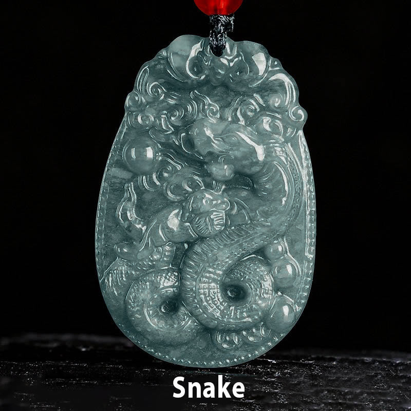 Collier pendentif en corde porte-bonheur en jade avec Buddha Stones et signe du zodiaque chinois, année du cheval - Serpent - image 15