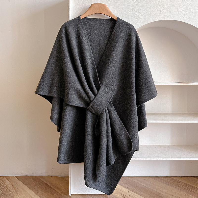 Écharpe-châle fendue chaude et confortable, couleur unie , Buddha Stones - Gris - 160*110 cm - image 17