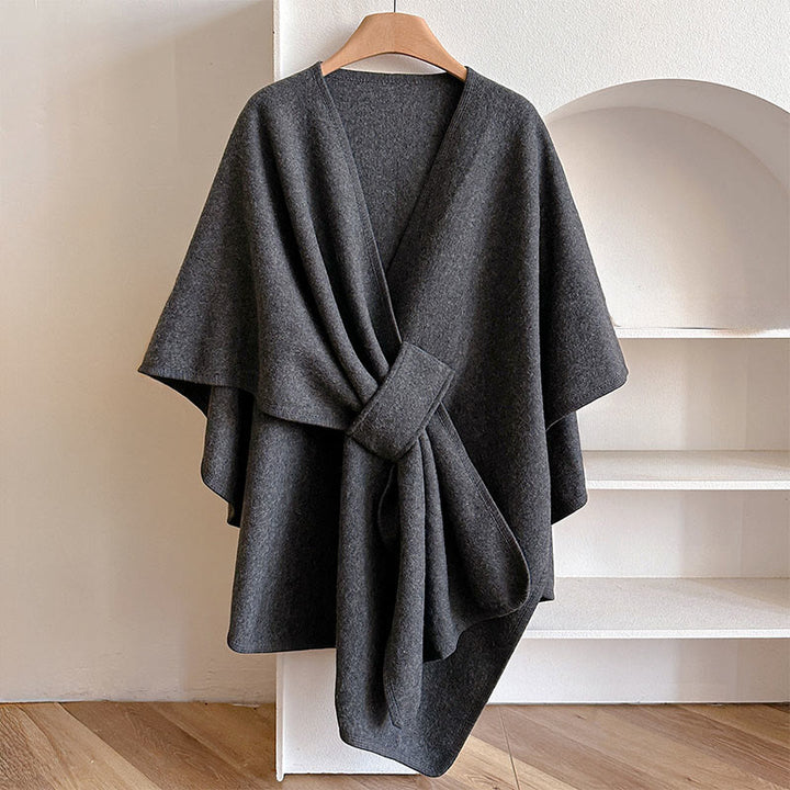 Écharpe-châle fendue chaude et confortable, couleur unie , Buddha Stones - Gris - 160 x 110 cm - image 17