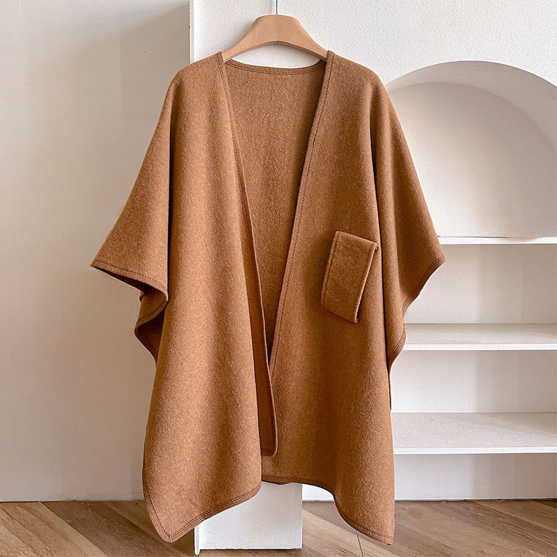 Écharpe-châle fendue chaude et confortable, couleur unie , Buddha Stones - image 4