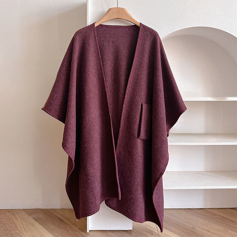 Écharpe-châle fendue chaude et confortable, couleur unie , Buddha Stones - image 16