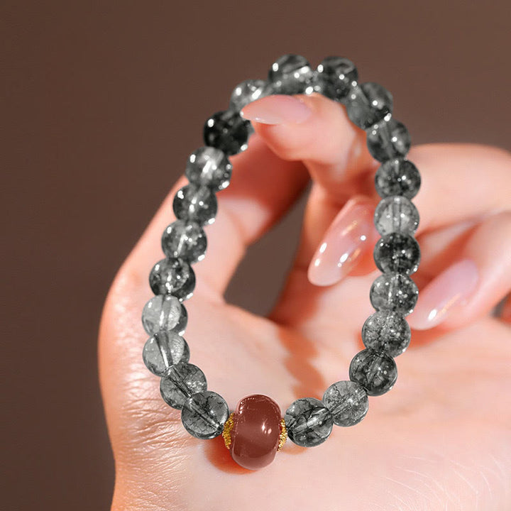 Bracelet positif en agate rouge fantôme verte et Buddha Stones - image 4