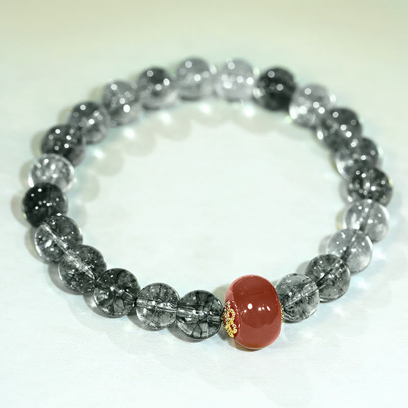 Bracelet positif en agate rouge fantôme verte et Buddha Stones - image 1