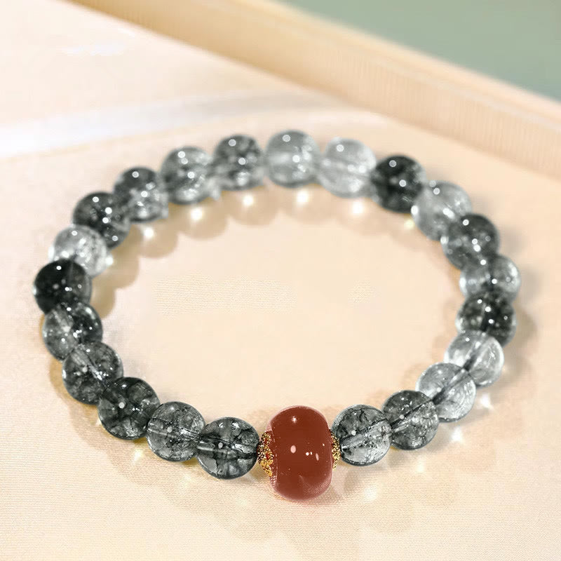 Bracelet positif en agate rouge fantôme verte et Buddha Stones - image 2
