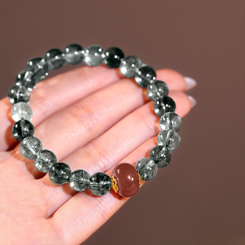 Bracelet positif en agate rouge fantôme verte et Buddha Stones - image 3