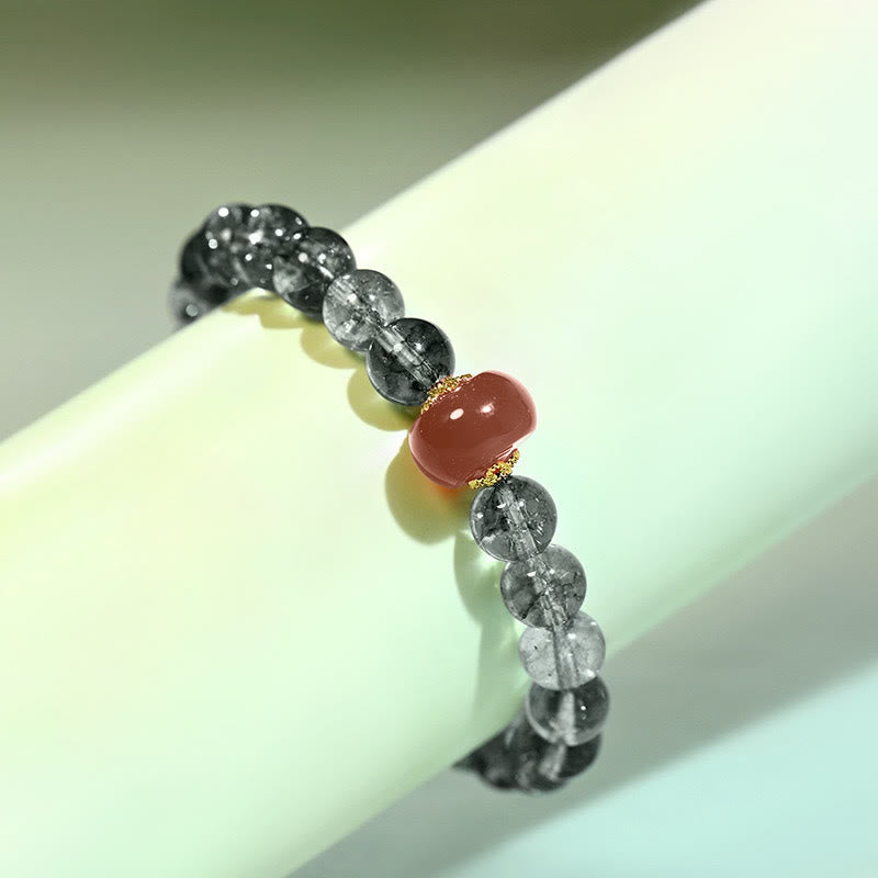 Bracelet positif en agate rouge fantôme verte et Buddha Stones - image 9