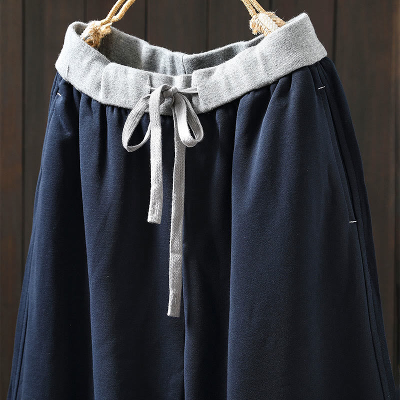 Pantalon en coton uni à blocs de couleur Buddha Stones Fall pour femme, avec poches - image 1