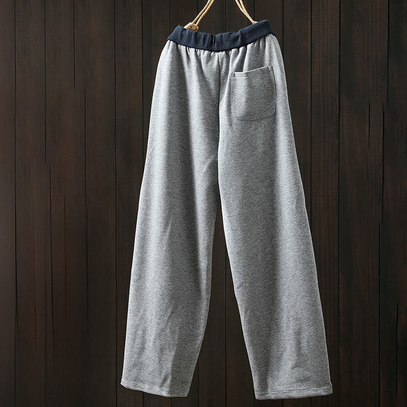 Pantalon en coton uni à blocs de couleur Buddha Stones Fall pour femme, avec poches - image 3