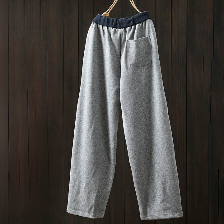 Pantalon en coton uni à blocs de couleur Buddha Stones Fall pour femme, avec poches - image 3