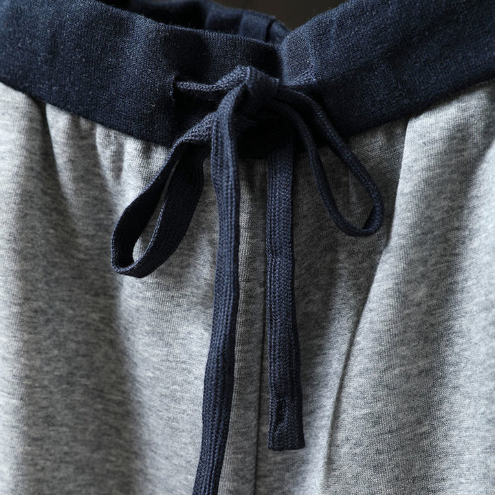 Pantalon en coton uni à blocs de couleur Buddha Stones Fall pour femme, avec poches - image 7