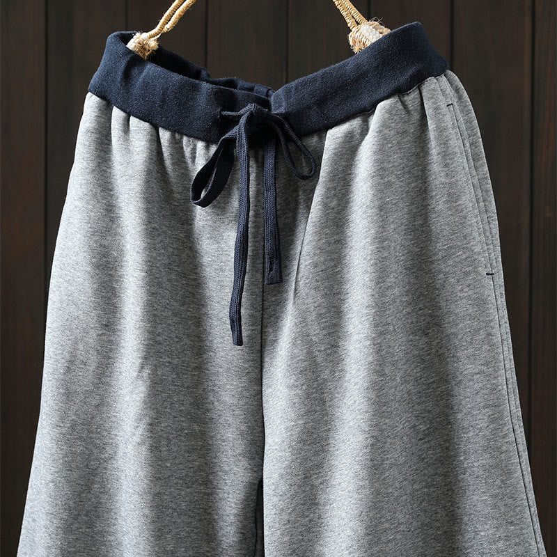 Pantalon en coton uni à blocs de couleur Buddha Stones Fall pour femme, avec poches - image 4