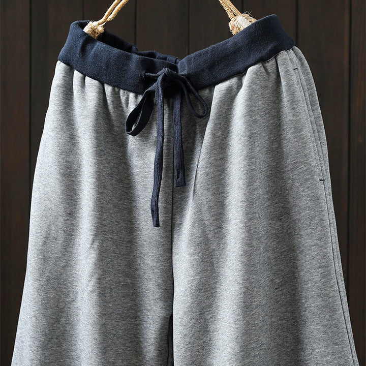 Pantalon en coton uni à blocs de couleur Buddha Stones Fall pour femme, avec poches - image 4