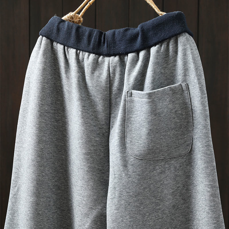 Pantalon en coton uni à blocs de couleur Buddha Stones Fall pour femme, avec poches - image 5